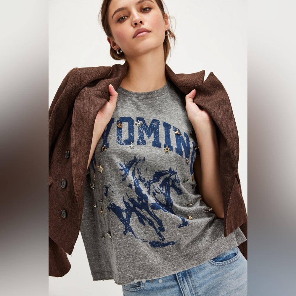 Tricia Fix x Free People Charm Tee in Heather Gray - Picture 6 of 7